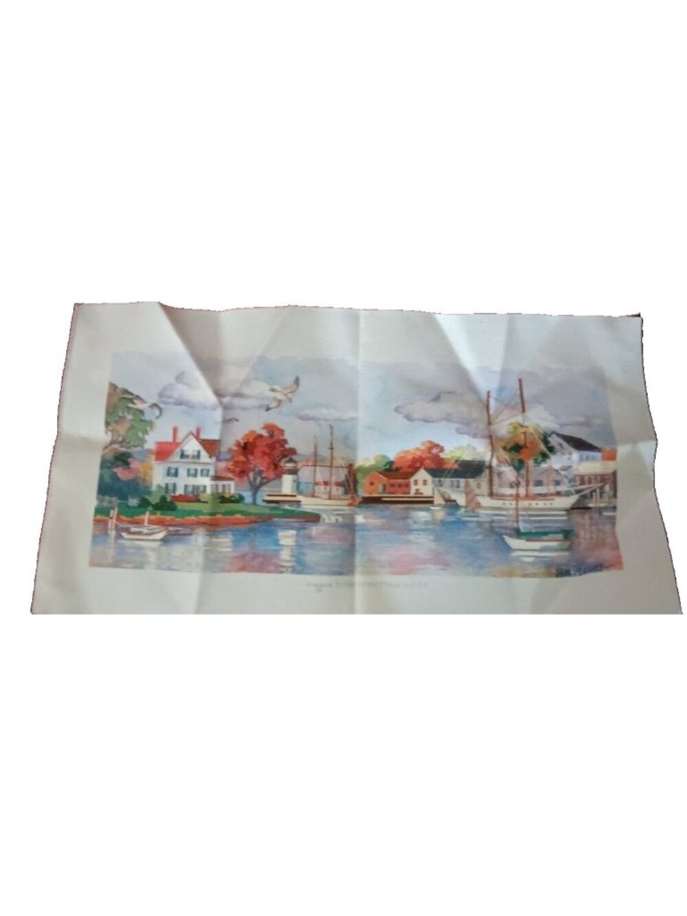 Sunset Safe Harbor 1998 No Count Cross Stitch (Partially worked) 21" x 9" Estate